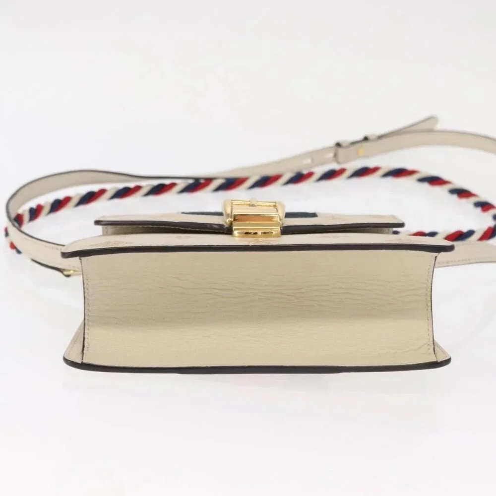 GUCCI Silvi Sherry Line Hand Bag Leather 2way Beige Gold 470270 Auth bs31644 - Picture 7 of 16